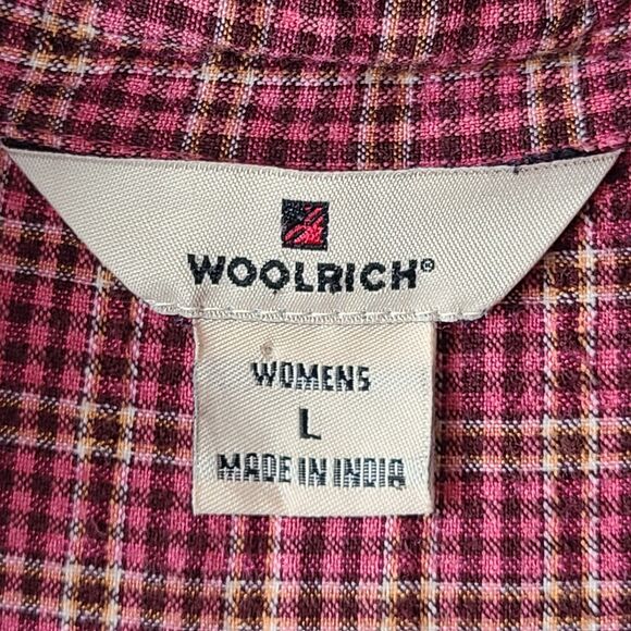 Woolrich Women's Red & Yellow Plaid Flannel Button-Up Shirt Sz Large - Picture 4 of 9